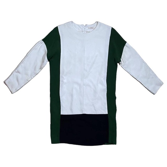 Celine Dress Color Block Viscose Silk Green Black White - Picture 1 of 4